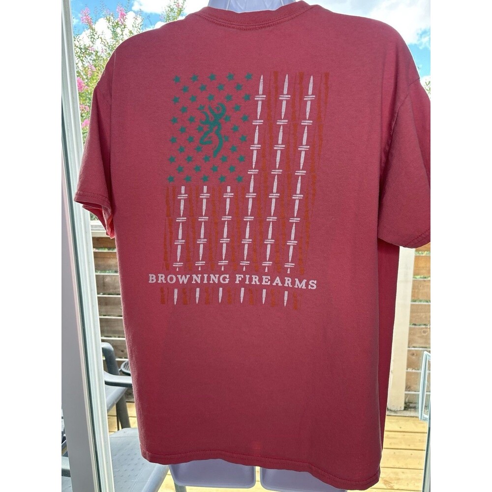 Large Browning Firearms Patriotic American Flag Graphic T-Shirtless